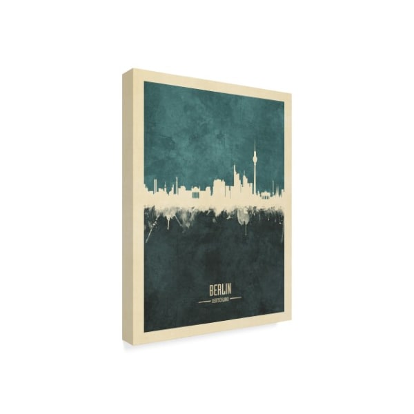 Michael Tompsett 'Berlin Germany Skyline Teal' Canvas Art,24x32